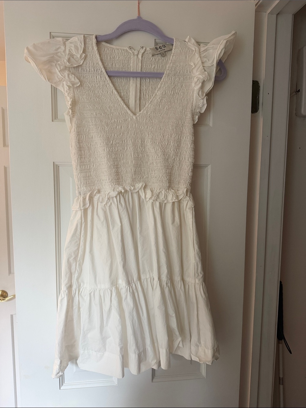 Sea New York Cream Ruffle-Tiered Sundress